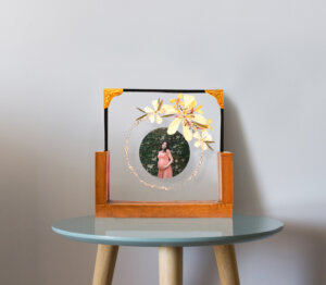 Pulmeria with Chinese Lantern Customizable Table Top 8*8