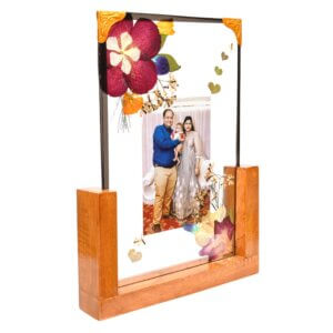 Heart Leaves with Blue and Purple Orchid and Roses Customizable Table Top 8*12