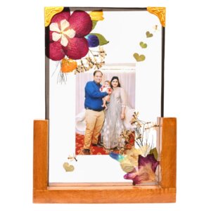 Heart Leaves with Blue and Purple Orchid and Roses Customizable Table Top 8*12